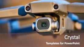  Presentation with camera drone - Cool new slide deck with airborne - camera drone in flight closeup backdrop and a tawny brown colored foreground