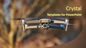  Presentation with drone - Slide deck consisting of airborne - drone midflight closeup outdoor flying background and a tawny brown colored foreground