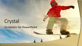  Presentation with deep blue - Beautiful PPT theme featuring airborne - snowboarder jumping through air backdrop and a soft green colored foreground