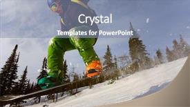  Presentation with deep blue - Presentation theme with airborne - snowboarder jumping through air background and a light blue colored foreground