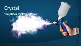  Presentation with fade blue painted red white - Slides with airbrush gun and white magic background and a  colored foreground