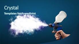  Presentation with fade blue painted red white - Slide set featuring airbrush gun and white magic background and a ocean colored foreground