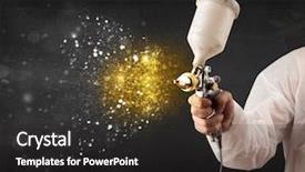  Presentation with golden burst of fire works - Beautiful slide deck featuring airbrush painting with glowing gold backdrop and a dark gray colored foreground