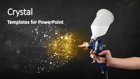  Presentation with golden burst of fire works - PPT layouts with airbrush painting with glowing gold background and a dark gray colored foreground