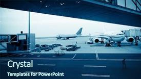  Presentation with airbus - PPT theme consisting of airbus - airplane is waiting for departure background and a ocean colored foreground