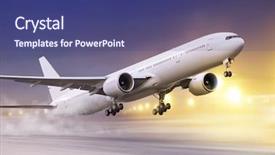  Presentation with airbus - Beautiful slides featuring airbus - airport and white plane taking backdrop and a ocean colored foreground