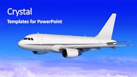  Presentation with cargo plane - PPT theme enhanced with airbus - cargo plane on blue sky background and a cobalt blue colored foreground