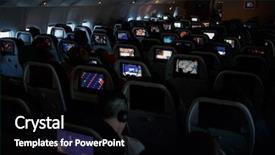  Presentation with aircraft cabin - Slides having airbus - passengers watch movies background and a black colored foreground