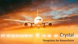  Presentation with runway - Presentation featuring airbus - plane lands on the runway background and a yellow colored foreground