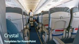  Presentation with economy - Colorful PPT layouts enhanced with airbus - steward offers food and drinks backdrop and a ocean colored foreground