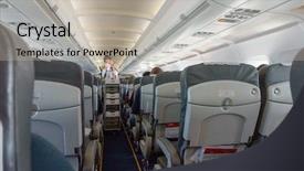  Presentation with airbus - Slide set featuring airbus - stewardess offers food and drinks background and a light gray colored foreground