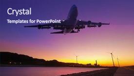  Presentation with fly - Colorful PPT theme enhanced with airbus - sunset and airplane fly backdrop and a violet colored foreground