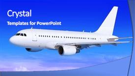  Presentation with airbus - Presentation theme having airbus - white passenger airplane background and a cobalt blue colored foreground