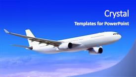  Presentation with plane - Beautiful slides featuring airbus - white passenger plane backdrop and a cobalt blue colored foreground