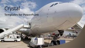  Presentation with airbus - Presentation design enhanced with airbus a380 on ground background and a light blue colored foreground