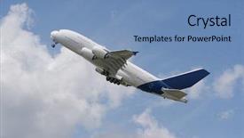  Presentation with airbus - Colorful presentation design enhanced with airbus a380 without trademarks backdrop and a teal colored foreground