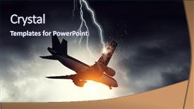  Presentation with aircraft accident - Beautiful PPT theme featuring aircraft - airplane accident mixed media backdrop and a wine colored foreground