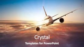  Presentation with aircraft - Amazing presentation theme having aircraft - airplane flying above clouds backdrop and a red colored foreground