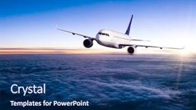  Presentation with airplane - Slides enhanced with aircraft - airplane flying above clouds background and a ocean colored foreground