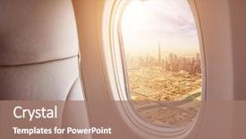  Presentation with uae - Amazing slide set having aircraft - airplane interior with window view backdrop and a coral colored foreground
