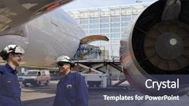  Presentation with mechanics - Audience pleasing slide deck consisting of aircraft - airplane mechanics engineers with large backdrop and a ocean colored foreground