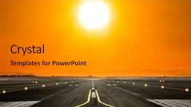  Presentation with airport runway - Presentation theme with aircraft - airport runway with modern skyscrapers background and a gray colored foreground