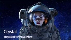  Presentation with aircraft - Cool new presentation theme with aircraft - attractive woman in spacesuit backdrop and a navy blue colored foreground