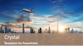  Presentation with image resolution - Presentation theme with aircraft - commercial airplane flying above clouds background and a coral colored foreground