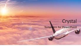 Presentation with commercial - Cool new theme with aircraft - commercial airplane jetliner flying above backdrop and a coral colored foreground