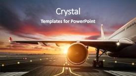  Presentation with runway - Amazing presentation theme having aircraft - detail of commercial airplane staying backdrop and a ocean colored foreground