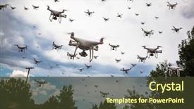  Presentation with drones - Theme having aircraft - dozens of drones swarm background and a tawny brown colored foreground