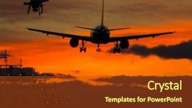  Presentation with aircraft - Slide set enhanced with aircraft - drone flying near commercial airplane background and a tawny brown colored foreground