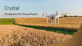  Presentation with corn - Presentation having aircraft - drone quad copter on yellow background and a light blue colored foreground