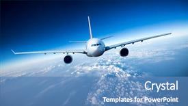  Presentation with aircraft - Presentation design consisting of aircraft - passenger airliner flying background and a teal colored foreground