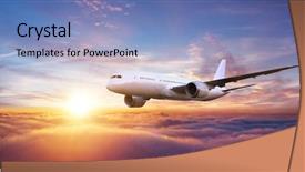  Presentation with passengers - Colorful PPT layouts enhanced with aircraft - passengers commercial airplane flying above backdrop and a light blue colored foreground