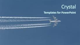  Presentation with sky blue - PPT layouts enhanced with aircraft - plane at cruising altitude background and a ocean colored foreground