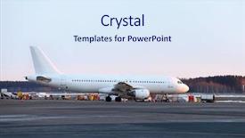  Presentation with airport - Theme featuring aircraft - plane at on airport background and a sky blue colored foreground