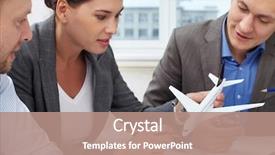  Presentation with aircraft engineers - Colorful theme enhanced with aircraft - three engineers looking backdrop and a coral colored foreground