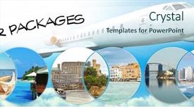  Presentation with tour - Audience pleasing slides consisting of aircraft - tour packages concept collage backdrop and a sky blue colored foreground