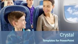  Presentation with family tourism - Amazing slide set having aircraft - travel tourism and family concept backdrop and a ocean colored foreground