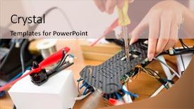  Presentation with drone - Amazing PPT theme having aircraft assembly - assembler of drone backdrop and a  colored foreground