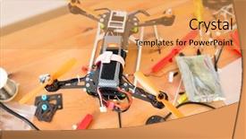  Presentation with drone de détection - PPT layouts enhanced with aircraft assembly - assembler of drone background and a yellow colored foreground