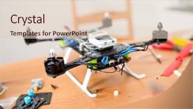  Presentation with drone technology delivery flying - PPT theme with aircraft assembly - assembler of flying drone background and a lemonade colored foreground