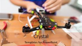  Presentation with drone - Theme enhanced with aircraft assembly - building of drone at home background and a coral colored foreground