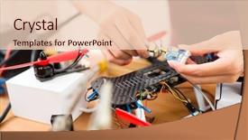  Presentation with connecting - Audience pleasing presentation theme consisting of aircraft assembly - connecting the parts of drone backdrop and a lemonade colored foreground