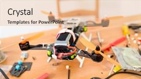  Presentation with drone - PPT layouts having aircraft assembly - drone building background and a  colored foreground