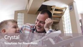  Presentation with father son and looking - Colorful PPT theme enhanced with aircraft assembly - father and son assembling airplane backdrop and a gray colored foreground