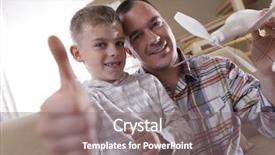  Presentation with father and son - PPT theme featuring aircraft assembly - father and son assembling airplane background and a gray colored foreground