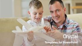  Presentation with living room - Colorful theme enhanced with aircraft assembly - father and son assembling airplane backdrop and a coral colored foreground