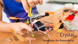  Presentation with drone - Presentation enhanced with aircraft assembly - installation of drone background and a gold colored foreground